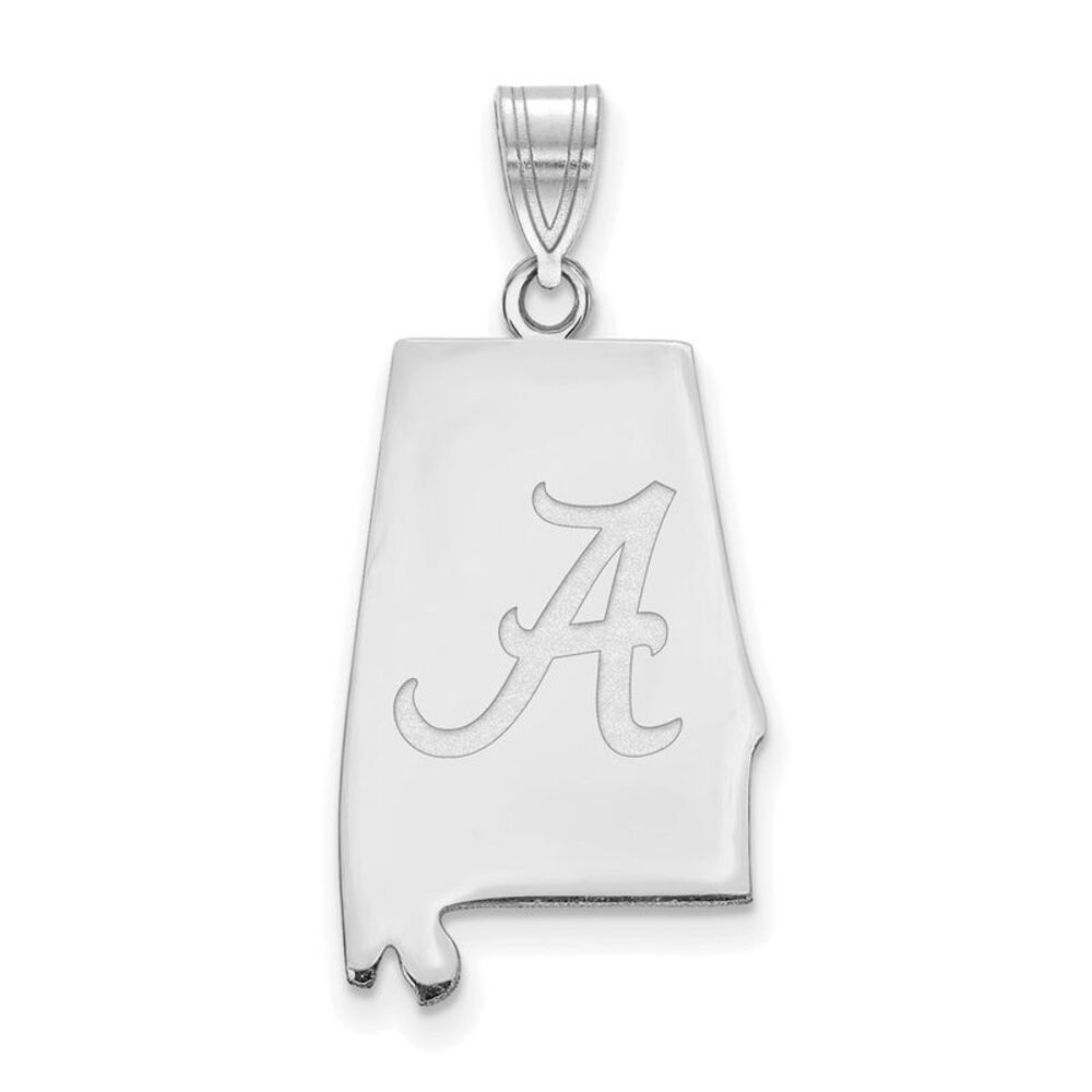 Sterling Silver Rhodium Plated University of Alabama State Pendant